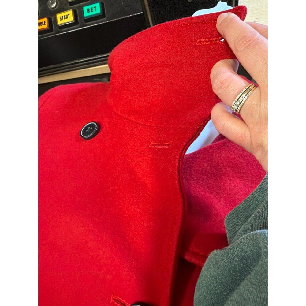 Old Navy Women’s Red Wool Blend Double Breasted Coat Jacket Size M - Picture 8 of 10